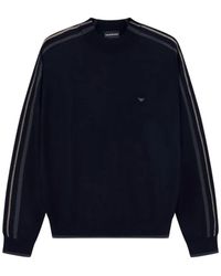 Emporio Armani - Schwarzer Jacquard-Strick-Crewneck-Pullover - Lyst