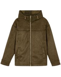 Oltre - Jassen ,Groen ,Polyester Hooded Zip-Up Jacket - Lyst