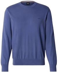 HUGO - Truien & Vesten ,Blauw ,Katoen Cotton Sweater - Lyst