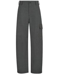 Brunello Cucinelli - Broeken ,Grijs ,Wol Straight Broeken - Lyst