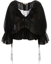 Chloé - Oberteil Mit Rüschen Und Bindung - Lyst