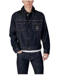 ARMANI EXCHANGE - Jassen ,Blauw ,Katoen Blauw Spijkerjack Met Knopen - Lyst
