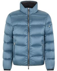 Moorer - Jassen ,Blauw ,Leer Gewatteerde Jas - Lyst