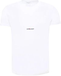 Saint Laurent - Logo Cotton T Shirt - Lyst
