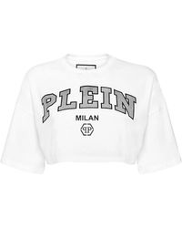 Philipp Plein - Cropped T-Shirt Ronde Hals Ss Strass - Lyst