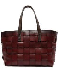 Dragon Diffusion - Bordeaux Rode Leren Geweven Handtas - Lyst