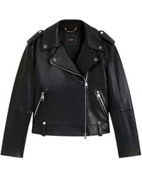 BOSS - Leather Jackets - Lyst