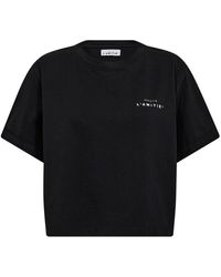 Haute L'Amitié - Zwarte Crew Neck Crop Tee Top - Lyst