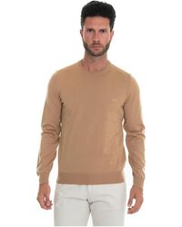 BOSS - Truien & Vesten ,Bruin ,Wol Ronde Hals Trui - Lyst