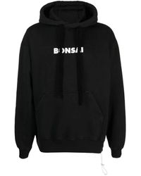Bonsai - Hoodies & Sweatvesten ,Zwart ,Katoen Zwarte Katoenen Hoodie Met Logo Print - Lyst