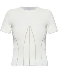 McQueen - Overhemden ,Wit ,Leer T-Shirt Met Decoratief Breisel - Lyst