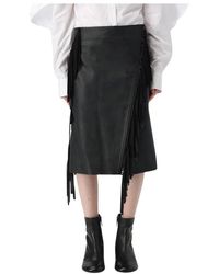 Stella McCartney - Leren Midi Rok Met Franjes - Lyst