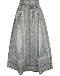 Zimmermann - Falda azul de cintura alta con estampado de bandana - Lyst