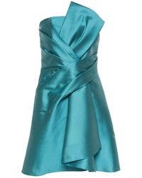 Alberta Ferretti - Kleedjes ,Blauw ,Polyester Mikado Short Dress - Lyst