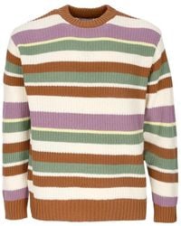 Obey - Gestreifter Crewneck Pullover Butterscotch Multi - Lyst