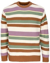 Obey - Truien & Vesten ,Veelkleurig ,Katoen Gestreepte Crewneck Sweater Butterscotch Multi - Lyst