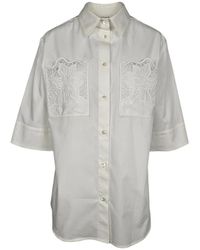 P.A.R.O.S.H. - Overhemden ,Wit ,Katoen Witte Geborduurde Blouse - Lyst