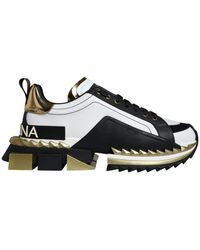 Dolce & Gabbana - Portofino low top sneakers weiß/gold - Lyst