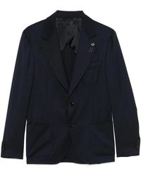 Lardini - Jassen ,Blauw ,Wol Middernachtblauwe Wollen Blazer Met Split - Lyst