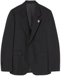 Gucci - Single-Breasted Gg Wool Blazer - Lyst