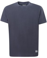 Fay - Tops ,Blauw ,Katoen T-Shirt Met Ronde Hals - Lyst