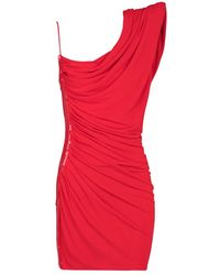 Balmain - Kleedjes ,Rood ,Pailletten Gedrapeerde Asymmetrische Jurk - Lyst