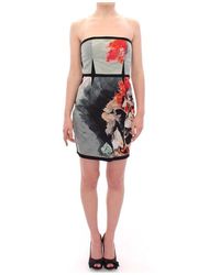 Sachin & Babi Strapless Silk Floral Bubble Mini Shift Dress - Grijs
