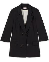 Oltre - Jassen ,Zwart ,Polyester Crepe Fabric Blazer - Lyst