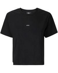 A.P.C. - Klassisches schwarzes baumwoll-t-shirt,boxy micro logo t-shirt - Lyst