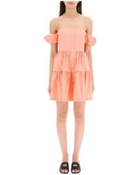 STAUD - Kleedjes ,Roze ,Paloma Off-The-Shoulder Gelaagde Mini Jurk - Lyst