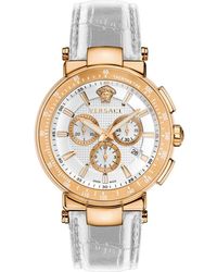 Versace - Accessoires ,Veelkleurig ,Mystique Sport Chronograaf Leren Band - Lyst