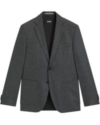 HUGO - Jassen ,Grijs ,Grijze Single-Breasted Jas Met Logo - Lyst
