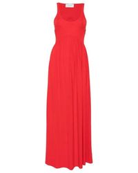 Sportmax - Kleedjes ,Rood ,Lange Jurk Van Crêpejersey - Lyst