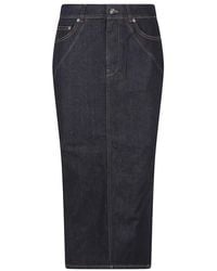 Givenchy - Rokken ,Blauw ,Denim Midi Kickback Rok - Lyst