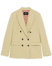 Etro - Jassen ,Katoen Double-Breasted Blazer Met Patroon - Lyst