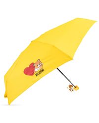 Moschino - Accessoires ,Geel ,Polyester Opvouwbare Paraplu Met Logo - Lyst