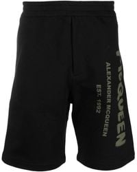 Alexander McQueen - Schwarze shorts mit logo-print - Lyst