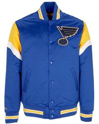 Mitchell & Ness - Jassen ,Blauw ,Polyester Nhl Heavyweight Bomber Jacket Stlblu - Lyst