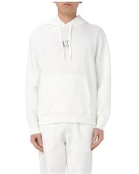 ARMANI EXCHANGE - Hoodies & Sweatvesten ,Wit ,Zwarte Logo Hoodie Voor Mannen - Lyst