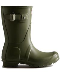 HUNTER - Schoenen ,Groen ,Leer Korte Donkere Olijf Wellington Laarzen - Lyst
