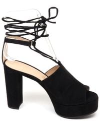 Unisa - Schwarze Kid Wildleder Keil Sandalen Schuhe - Lyst