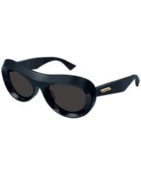 Bottega Veneta - Stylische sonnenbrille bv1284s,runde blaue sonnenbrille mit metallfransen - Lyst