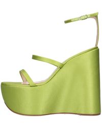 Casadei - Satin- Und Plexi-Keilabsatz-Sandalen - Lyst