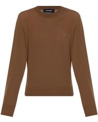 DSquared² - Truien & Vesten ,Bruin ,Wol Wollen Trui - Lyst