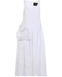 Simone Rocha - Kleedjes ,Wit ,Katoen Pressed Rosette Tapered Back Flounce Jurk - Lyst