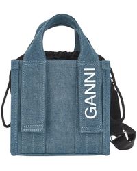 Ganni - Recycelte tech mini tote denim tasche - Lyst