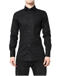 Dolce & Gabbana - Black Gold Cotton Long Sleeves Dress Shirt - Lyst