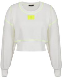 Elisabetta Franchi - Baumwoll-Sweatshirt mit fluoreszierenden Nähten - Lyst