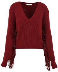 Akep - Truien & Vesten ,Rood ,Wol V-Hals Trui - Lyst