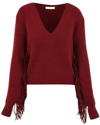 Akep - Truien & Vesten ,Rood ,Wol V-Hals Trui - Lyst